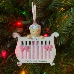 Polar X Baby Girl in Crib Personalized Christmas Ornament OR1732-P New