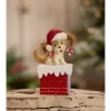 Bethany Lowe 5.75" Christmas Puppy on Box Vintage Christmas Decoration TL3368 Online