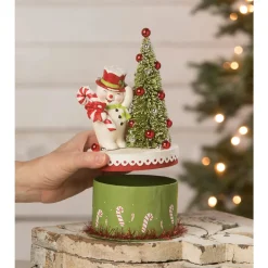 Bethany Lowe 9" Happy Snowman on Box Christmas Decoration TL2361 Discount