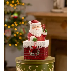 Bethany Lowe 7.75" Ho Ho Santa in Chimney Container Vintage Christmas Decor TL3363 New