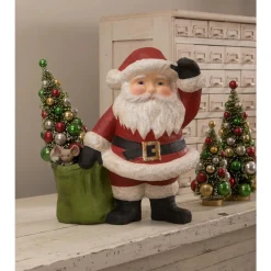 Bethany Lowe 17" Jolly Waving Santa w/ Bag Paper Mache Christmas Figure TJ1311 Outlet