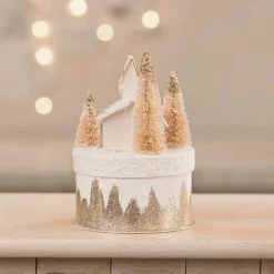 Bethany Lowe Metallic Church on Box Christmas Decoration TL1347 Clearance