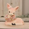 Bethany Lowe Sweet Pastel Pink Fawn with Wreath Paper Mache Christmas Decoration TJ1320 Hot