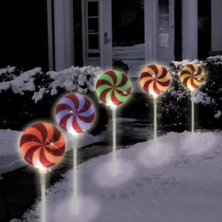 Brite Star 5 Count LED Lighted Color Changing Candy Pathway Markers Outdoor Christmas Decor 48-833-00 Online