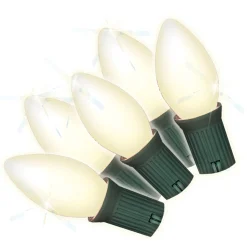 Brite Star 25 Vintage Inspired Frosted White Ceramic C7 Christmas Lights 37-837-00