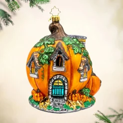 Christopher Radko Pumpkin Patch Abode Glass Halloween Ornament 1022285 Sale