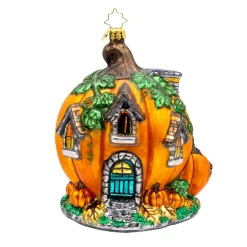 Christopher Radko Pumpkin Patch Abode Glass Halloween Ornament 1022285 Sale