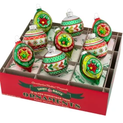 Shiny Brite Christopher Radko Holiday Splendor 2.5" Decorated Rounds & Reflector Tulip Christmas Ornaments 4027714 Discount