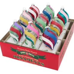 Shiny Brite Christopher Radko Vivid Vintage 2.5" Decorated Tulip Christmas Ornaments 4028249 Outlet