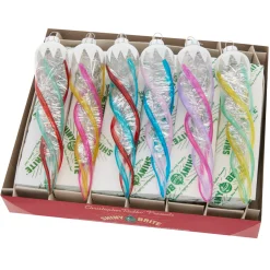 Shiny Brite Christopher Radko Vivid Vintage 6" Glass Icicle Ornaments 4028189 Outlet