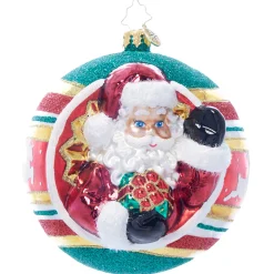 Christopher Radko St. Nick's Spherical Cheer Glass Christmas Ornament 1022067 New
