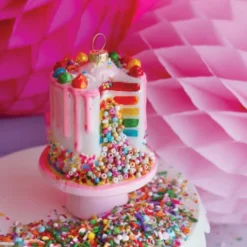 Cody Foster Co Cody Foster 4.25" Confetti Cake Glass Christmas Ornament GO-8139 Clearance