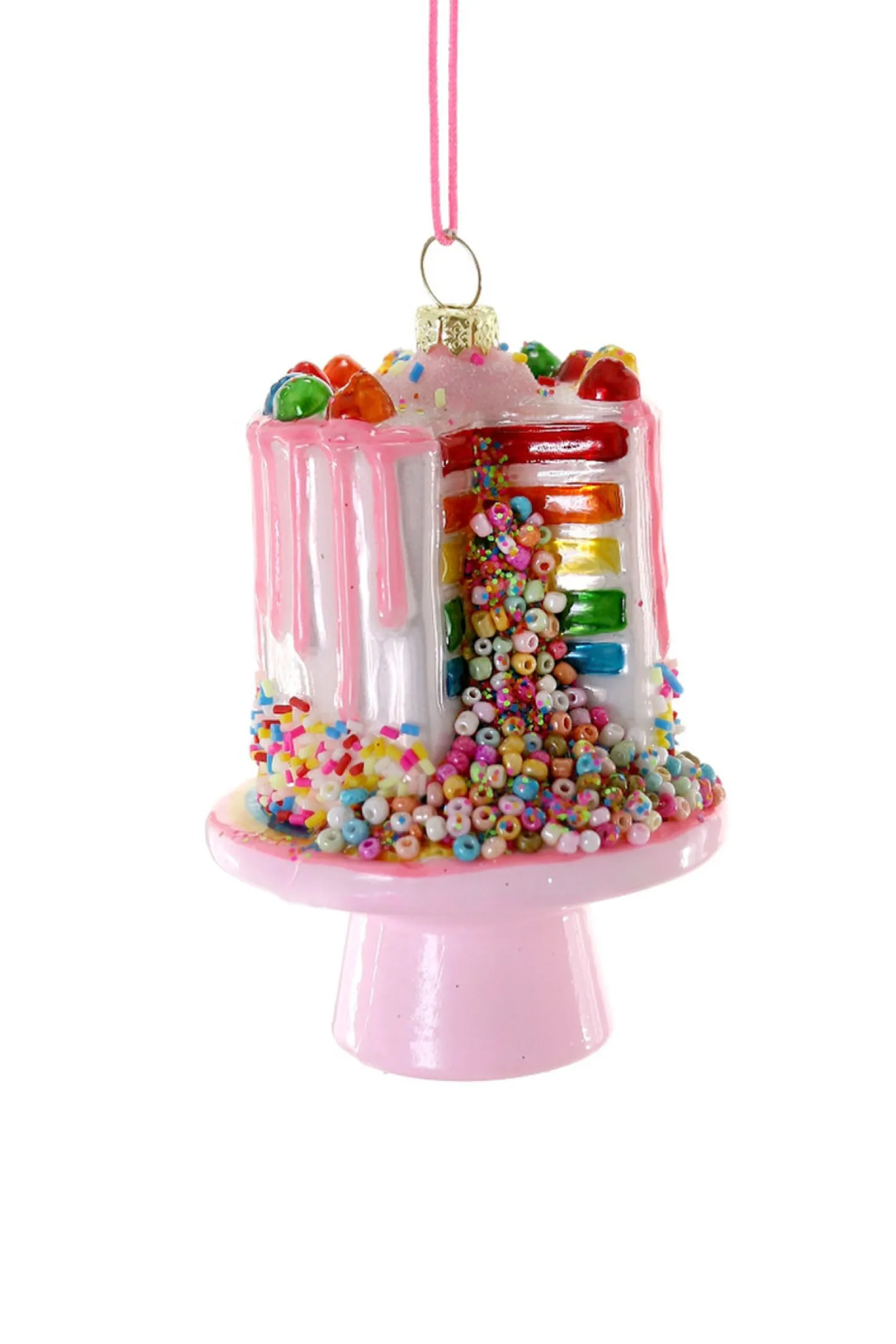 Cody Foster Co Cody Foster 4.25" Confetti Cake Glass Christmas Ornament GO-8139 Clearance