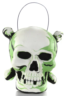 Cody Foster Co Cody Foster 10" Vintage Inspired Skull with Cross Bones Halloween Candy Bucket PM-265 Discount