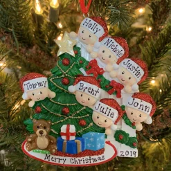 Polar X Family of 7 Around the Christmas Tree Personalized Ornament OR1789-7