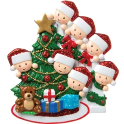 Polar X Family of 7 Around the Christmas Tree Personalized Ornament OR1789-7