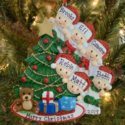 Polar X Family of 6 Around the Christmas Tree Personalized Ornament OR1789-6 Online