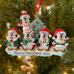Polar X Family Personalized Christmas Ornament with 5 Penguins Outlet