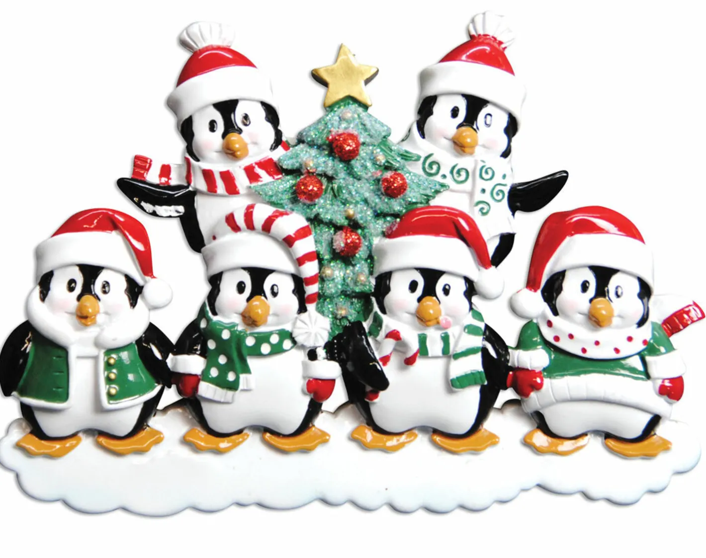 Polar X Family Personalized Christmas Ornament with 6 Penguins Sale