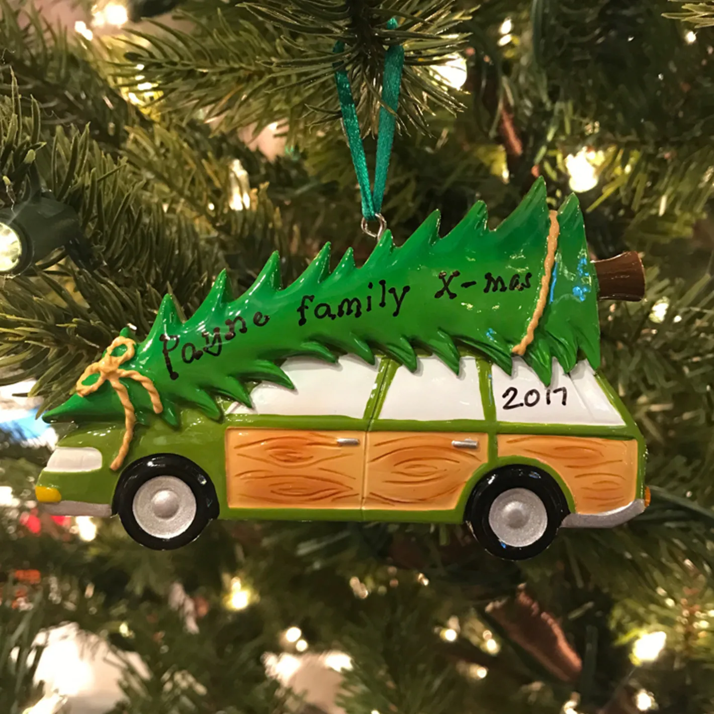 Polar X Family Station Wagon with Tree Personalized Christmas Ornament OR1565 New