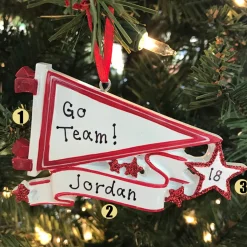 Polar X Glittered Red Sports Pennant Personalized Christmas Ornament OR1558-RD New