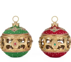 Katherines Collection Katherine's Collection 11" Red or Green Royal Christmas Ball Tabletop Ornament with Tea Light Decoration 28-528815 Discount