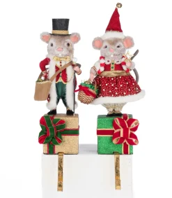 Katherines Collection Katherine's Collection 16.5" Set of 2 Royal Christmas Ball Mouse Stocking Holders 28-528803 Clearance