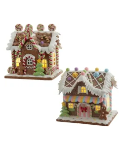 Kurt Adler 4.5" Battery Operated Light Up Lollipop House & Bubble Gum Factory Gingerbread Christmas Ornament JEL1417 Outlet