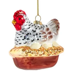 Kurt Adler 3.75" Chicken Glass Christmas Ornament T3834 Discount
