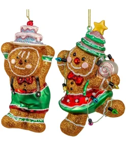 Kurt Adler 8" Gingerbread with Cake Glass Christmas Ornament TD1810 New