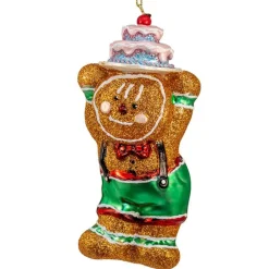 Kurt Adler 8" Gingerbread with Cake Glass Christmas Ornament TD1810 New