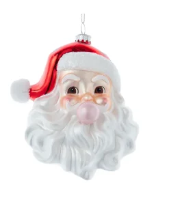 Kurt Adler 5.25" Glass Santa Head With Bubble Gum Glass Christmas Ornament T3587 Online