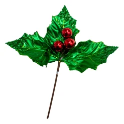 Kurt Adler 19" Large Green Holly Leaf With Red Berry Pick C0305 Clearance
