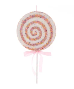 Kurt Adler 21" Large Pink and White Sprinkled Lollipop Christmas Tree Pick D4422 Clearance