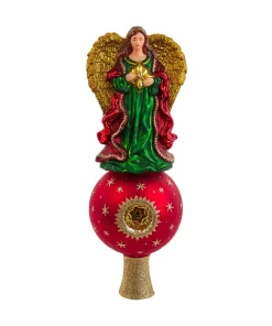 Kurt Adler 8.75" Noble Gems Finial Angel With Reflector Glass Christmas Tree Topper NBX0114 Hot