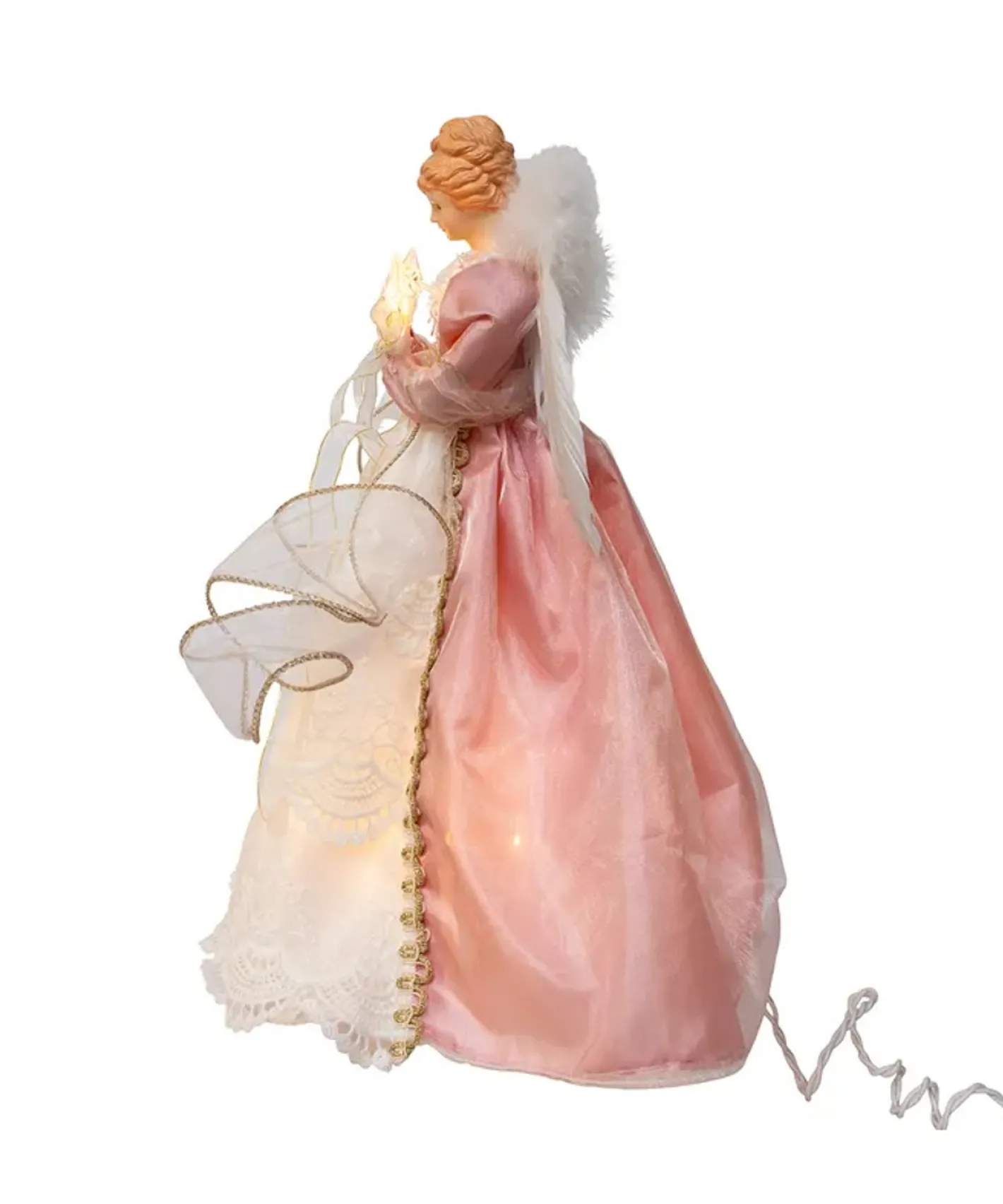 Kurt Adler 14" Pink & Ivory Angel Christmas Tree Topper UL2252 Outlet