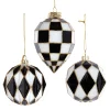 Kurt Adler Black and White Harlequin Ball and Finial Glass Christmas Ornament T3145 Online