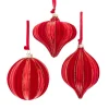 Kurt Adler Red Flocked and Gold Glitter Christmas Ornament D4744