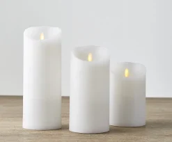 Liown 3.5" x 5", 7", or 9" Moving Flame White Unscented Pillar Battery Candle Clearance