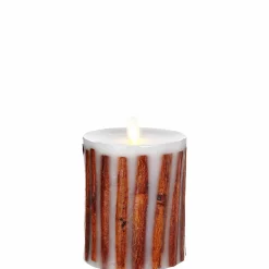 Liown 3.5" x 5" or 7" Moving Flame Cinnamon Stick Pillar Candle Hot