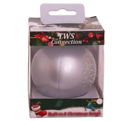 Kurt Adler 70MM Bluetooth Musical Silver Ball Christmas Ornament USB1300 Outlet