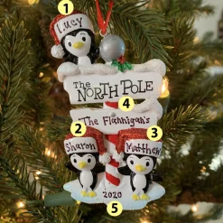 Polar X Penguin Family of 3 at The North Pole Personalized Christmas Ornament OR1739-3 Sale