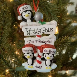 Polar X Penguin Family of 3 at The North Pole Personalized Christmas Ornament OR1739-3 Sale