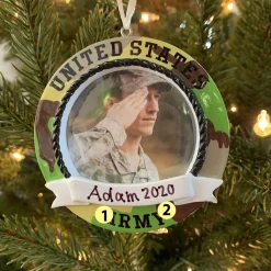 Polar X Personalized Camo Army Frame Christmas Ornament Discount