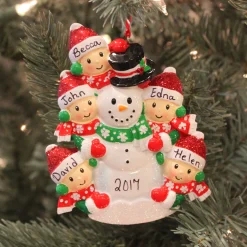Polar X Personalized Christmas Ornament Family of 5 Building a Snowman OR1367-5 Hot