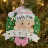 Polar X Pink Baby Girl in Wreath Personalized Christmas Ornament OR1746-P Online