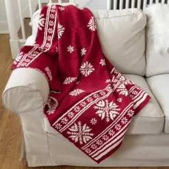Primitives By Kathy 60" Red and White Nordic Christmas Throw Blanket 37387 Sale