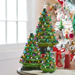 Raz Imports Raz 8", 13", or 17" Battery Operated Lighted Green Ceramic Christmas Tree New