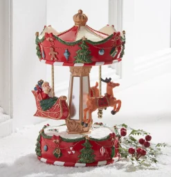 Raz Imports Raz 8.5" Animated Musical Santa's Sleigh Carousel Christmas Decoration 4471351 Best