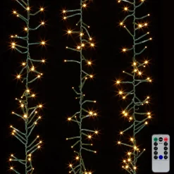 Raz Imports Raz 15' Battery Operated Cluster Garland Green Wire with White Compact Christmas Lights G3937045 Outlet